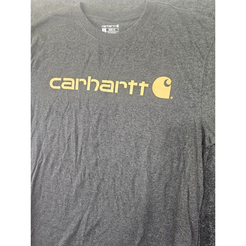 Carhartt K195 Logo T Shirt Men L Tall Gray Loose Fit Graphic Workwear Cotton Tee